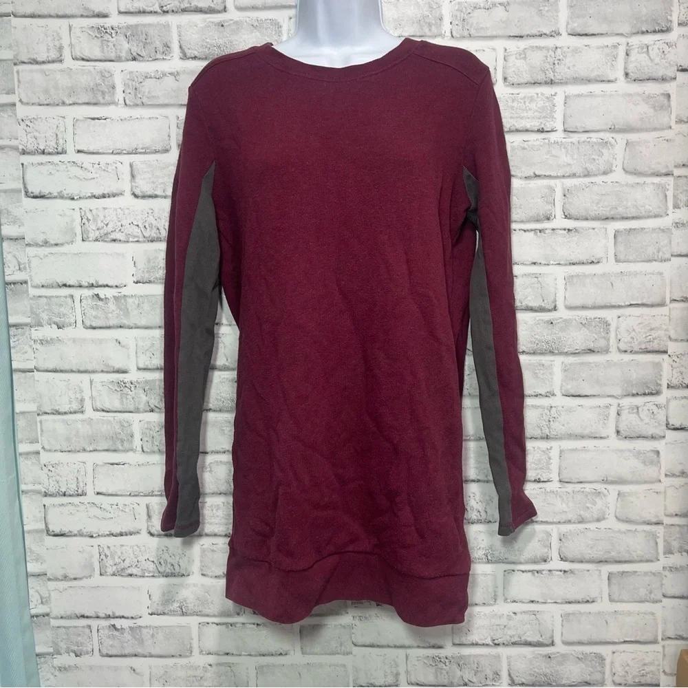 Alo Yoga Two Tone Maroon Pull Over Tunic Top Petite Small